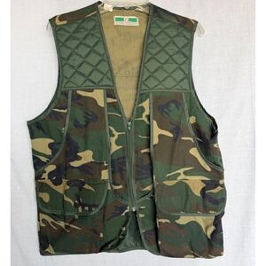Vintage Game Winner Hunting Vest Camo Quilted Utility Game Bag Medium 38/40